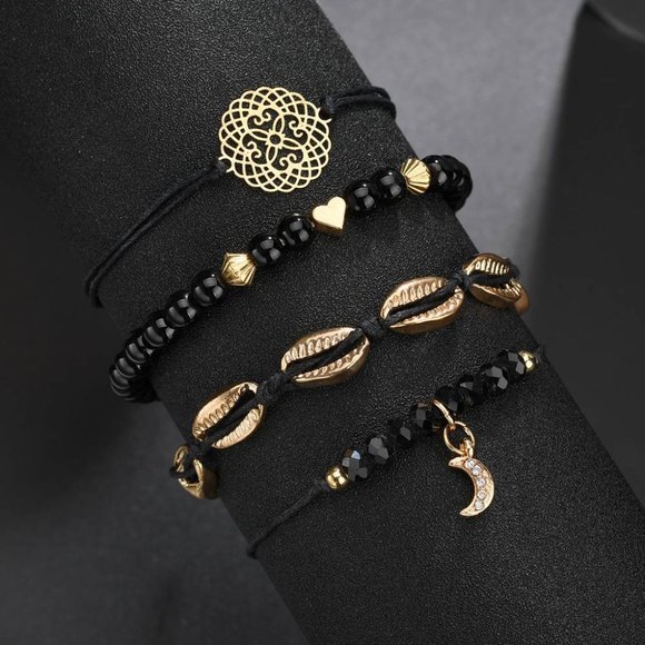 Shell Heart Moon Pendant Charm Bracelets Set - Picture 2 of 5